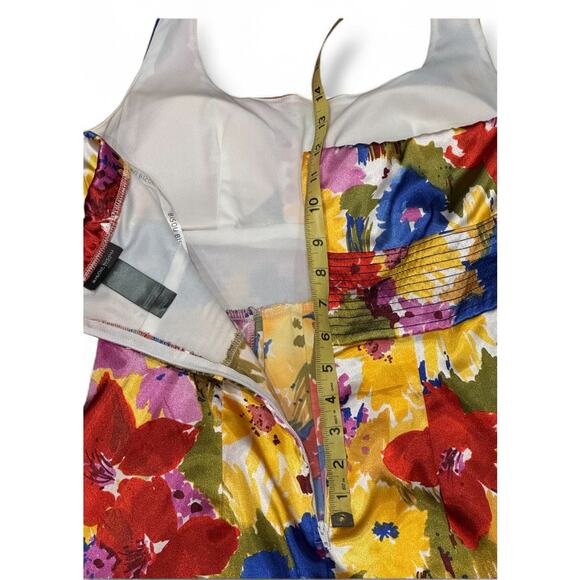Bisou Bisou Michele Bohbot 6 Halter Dress Pleated yellow Floral Satin Multicolor - Picture 8 of 8